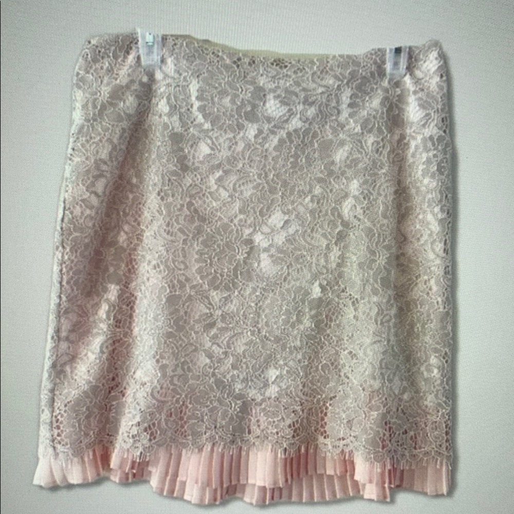 Elegant Lace Pleated Skirt - Cream and Pink
